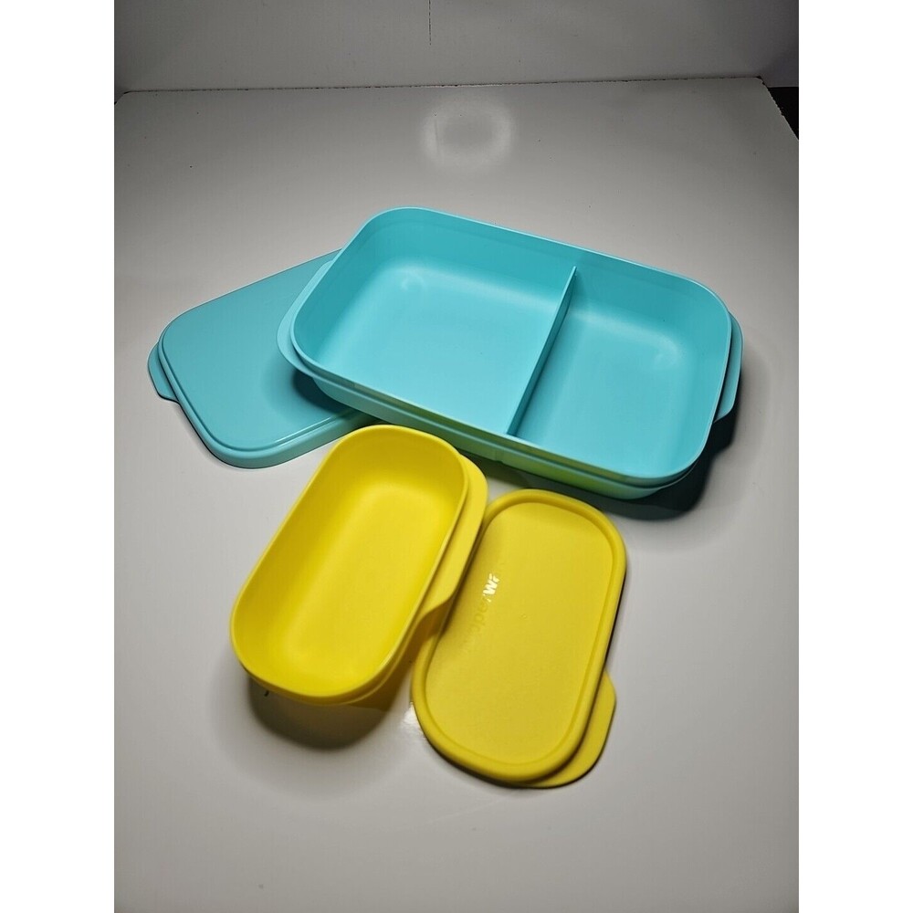 NEW Tupperware Slim Lunch Divided Set-inner lunch 2 Containers With Seals